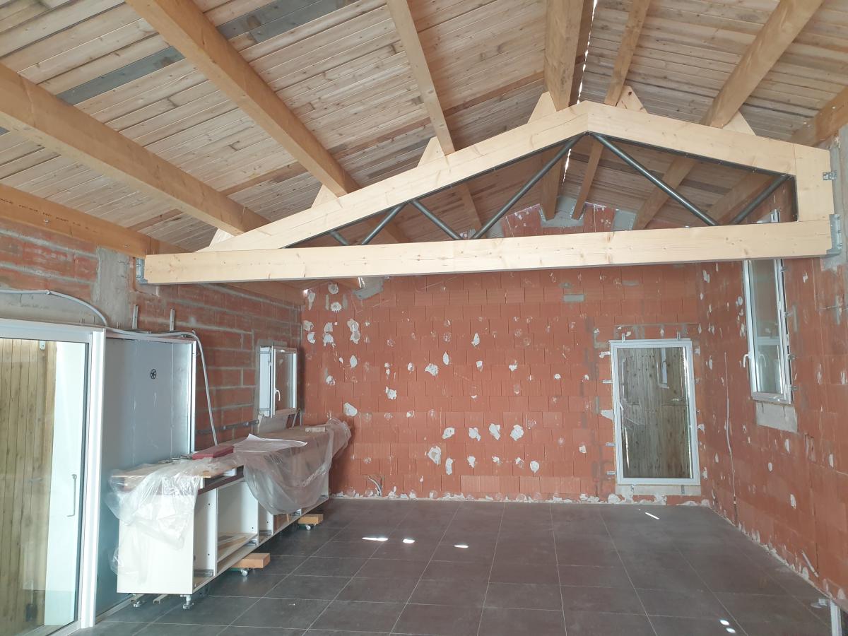 Charpente dans pièce de vie