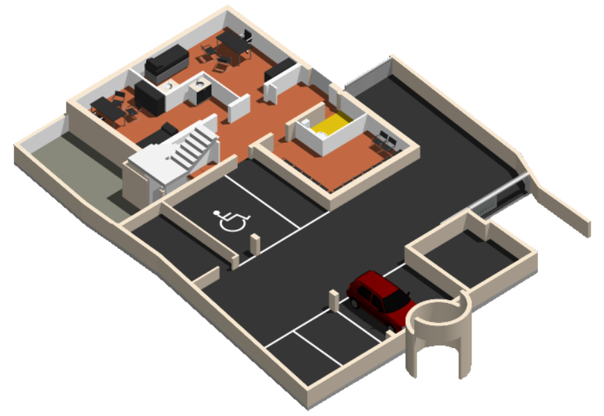 Axonométrie sous-sol + stationnement