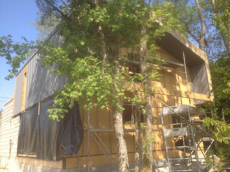 Mise en place du bardage zinc