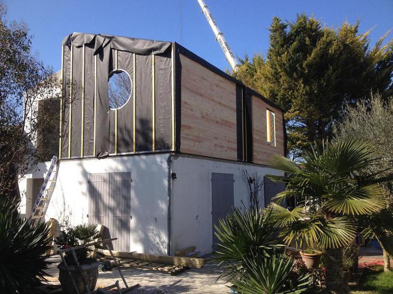 Pose des murs à ossature bois